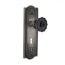 Nostalgic Warehouse 726823 - Nostalgic Warehouse Meadows Plate with Keyhole Passage Crystal Black Glass Door Knob in Antique Pe