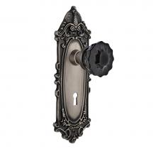 Nostalgic Warehouse 726881 - Nostalgic Warehouse Victorian Plate with Keyhole Passage Crystal Black Glass Door Knob in Antique