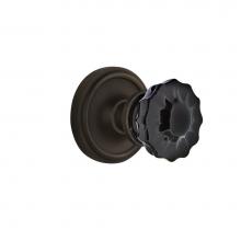 Nostalgic Warehouse 726895 - Nostalgic Warehouse Classic Rosette Single Dummy Crystal Black Glass Door Knob in Oil-Rubbed Bronz