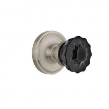 Nostalgic Warehouse 726897 - Nostalgic Warehouse Classic Rosette Single Dummy Crystal Black Glass Door Knob in Satin Nickel