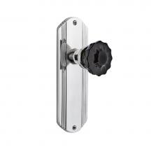 Nostalgic Warehouse 726914 - Nostalgic Warehouse Deco Plate Single Dummy Crystal Black Glass Door Knob in Bright Chrome