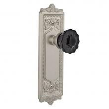 Nostalgic Warehouse 726924 - Nostalgic Warehouse Egg & Dart Plate Single Dummy Crystal Black Glass Door Knob in Satin Nicke