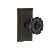 Nostalgic Warehouse 726969 - Nostalgic Warehouse Studio Plate Single Dummy Crystal Black Glass Door Knob in Timeless Bronze