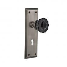 Nostalgic Warehouse 727010 - Nostalgic Warehouse New York Plate with Keyhole Single Dummy Crystal Black Glass Door Knob in Anti