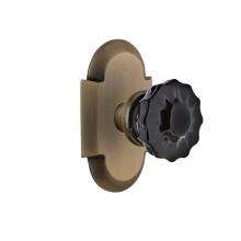 Nostalgic Warehouse 727040 - Nostalgic Warehouse Cottage Plate Double Dummy Crystal Black Glass Door Knob in Antique Brass
