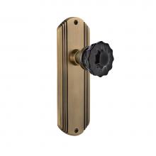 Nostalgic Warehouse 727052 - Nostalgic Warehouse Deco Plate Double Dummy Crystal Black Glass Door Knob in Antique Brass