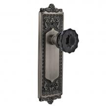 Nostalgic Warehouse 727061 - Nostalgic Warehouse Egg & Dart Plate Double Dummy Crystal Black Glass Door Knob in Antique Pew