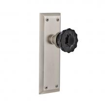 Nostalgic Warehouse 727084 - Nostalgic Warehouse New York Plate Double Dummy Crystal Black Glass Door Knob in Satin Nickel