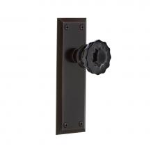 Nostalgic Warehouse 727085 - Nostalgic Warehouse New York Plate Double Dummy Crystal Black Glass Door Knob in Timeless Bronze