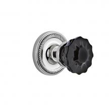 Nostalgic Warehouse 727097 - Nostalgic Warehouse Rope Rosette Double Dummy Crystal Black Glass Door Knob in Bright Chrome