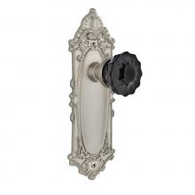 Nostalgic Warehouse 727114 - Nostalgic Warehouse Victorian Plate Double Dummy Crystal Black Glass Door Knob in Satin Nickel