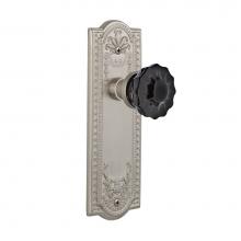 Nostalgic Warehouse 727253 - Nostalgic Warehouse Meadows Plate Privacy Crystal Black Glass Door Knob in Satin Nickel