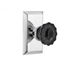 Nostalgic Warehouse 727319 - Nostalgic Warehouse Studio Plate Privacy Crystal Black Glass Door Knob in Bright Chrome