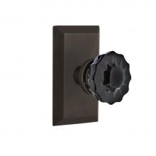 Nostalgic Warehouse 727320 - Nostalgic Warehouse Studio Plate Privacy Crystal Black Glass Door Knob in Oil-Rubbed Bronze