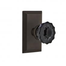 Nostalgic Warehouse 727324 - Nostalgic Warehouse Studio Plate Privacy Crystal Black Glass Door Knob in Oil-Rubbed Bronze