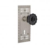Nostalgic Warehouse 727463 - Nostalgic Warehouse Craftsman Plate Interior Mortise Crystal Black Glass Door Knob in Satin Nickel