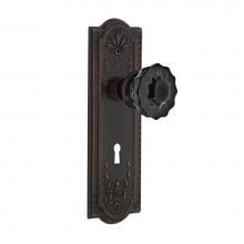Nostalgic Warehouse 727485 - Nostalgic Warehouse Meadows Plate Interior Mortise Crystal Black Glass Door Knob in Timeless Bronz