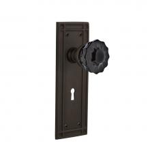 Nostalgic Warehouse 727489 - Nostalgic Warehouse Mission Plate Interior Mortise Crystal Black Glass Door Knob in Oil-Rubbed Bro
