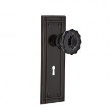 Nostalgic Warehouse 727491 - Nostalgic Warehouse Mission Plate Interior Mortise Crystal Black Glass Door Knob in Timeless Bronz