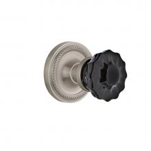 Nostalgic Warehouse 727513 - Nostalgic Warehouse Rope Rosette Interior Mortise Crystal Black Glass Door Knob in Satin Nickel