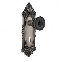 Nostalgic Warehouse 727517 - Nostalgic Warehouse Victorian Plate Interior Mortise Crystal Black Glass Door Knob in Antique Pewt