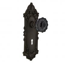 Nostalgic Warehouse 727518 - Nostalgic Warehouse Victorian Plate Interior Mortise Crystal Black Glass Door Knob in Oil-Rubbed B