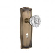 Nostalgic Warehouse 704479 - Nostalgic Warehouse Prairie Plate with Keyhole Single Dummy Crystal Glass Door Knob in Antique Bra