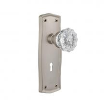 Nostalgic Warehouse 704477 - Nostalgic Warehouse Prairie Plate with Keyhole Single Dummy Crystal Glass Door Knob in Satin Nicke