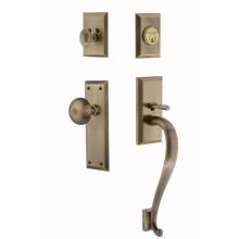 Nostalgic Warehouse 719412 - Nostalgic Warehouse New York Plate S Grip Entry Set New York Knob in Antique Brass