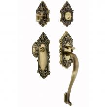 Nostalgic Warehouse 719419 - Nostalgic Warehouse Victorian Plate S Grip Entry Set Victorian Knob in Antique Brass