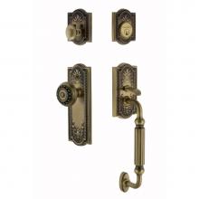 Nostalgic Warehouse 719421 - Nostalgic Warehouse Meadows Plate F Grip Entry Set Meadows Knob in Antique Brass