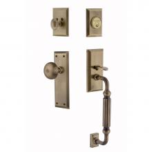 Nostalgic Warehouse 719425 - Nostalgic Warehouse New York Plate F Grip Entry Set New York Knob in Antique Brass
