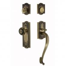 Nostalgic Warehouse 719429 - Nostalgic Warehouse Meadows Plate S Grip Entry Set Meadows Knob in Antique Brass