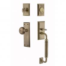 Nostalgic Warehouse 719434 - Nostalgic Warehouse New York Plate C Grip Entry Set New York Knob in Antique Brass