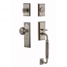 Nostalgic Warehouse 719458 - Nostalgic Warehouse New York Plate F Grip Entry Set New York Knob in Antique Pewter