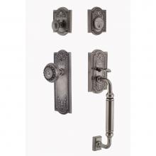 Nostalgic Warehouse 719462 - Nostalgic Warehouse Meadows Plate C Grip Entry Set Meadows Knob in Antique Pewter