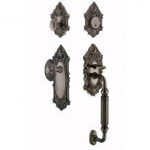 Nostalgic Warehouse 719468 - Nostalgic Warehouse Victorian Plate F Grip Entry Set Victorian Knob in Antique Pewter