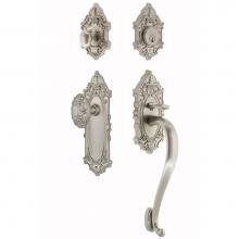 Nostalgic Warehouse 719550 - Nostalgic Warehouse Victorian Plate S Grip Entry Set Victorian Knob in Satin Nickel