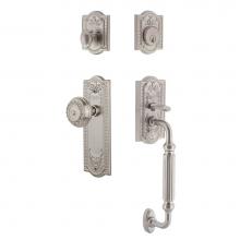 Nostalgic Warehouse 719558 - Nostalgic Warehouse Meadows Plate F Grip Entry Set Meadows Knob in Satin Nickel