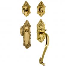 Nostalgic Warehouse 727558 - Nostalgic Warehouse Victorian Plate S Grip Entry Set Victorian Knob in Lifetime Brass