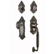 Nostalgic Warehouse 727654 - Nostalgic Warehouse Victorian Plate F Grip Entry Set Victorian Knob in Antique Pewter