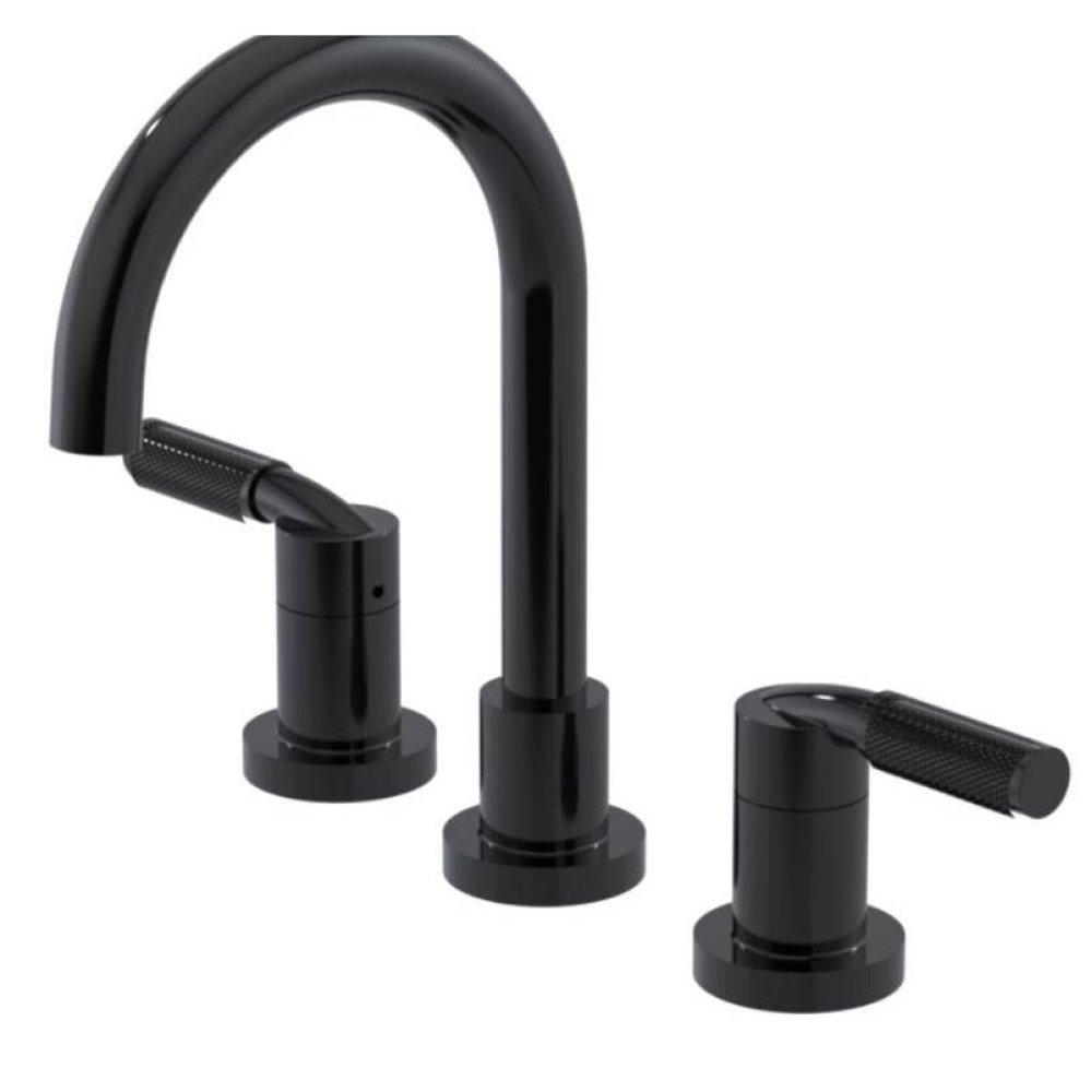Widespread Lav. Set. (less drain) in Black With Red Accent