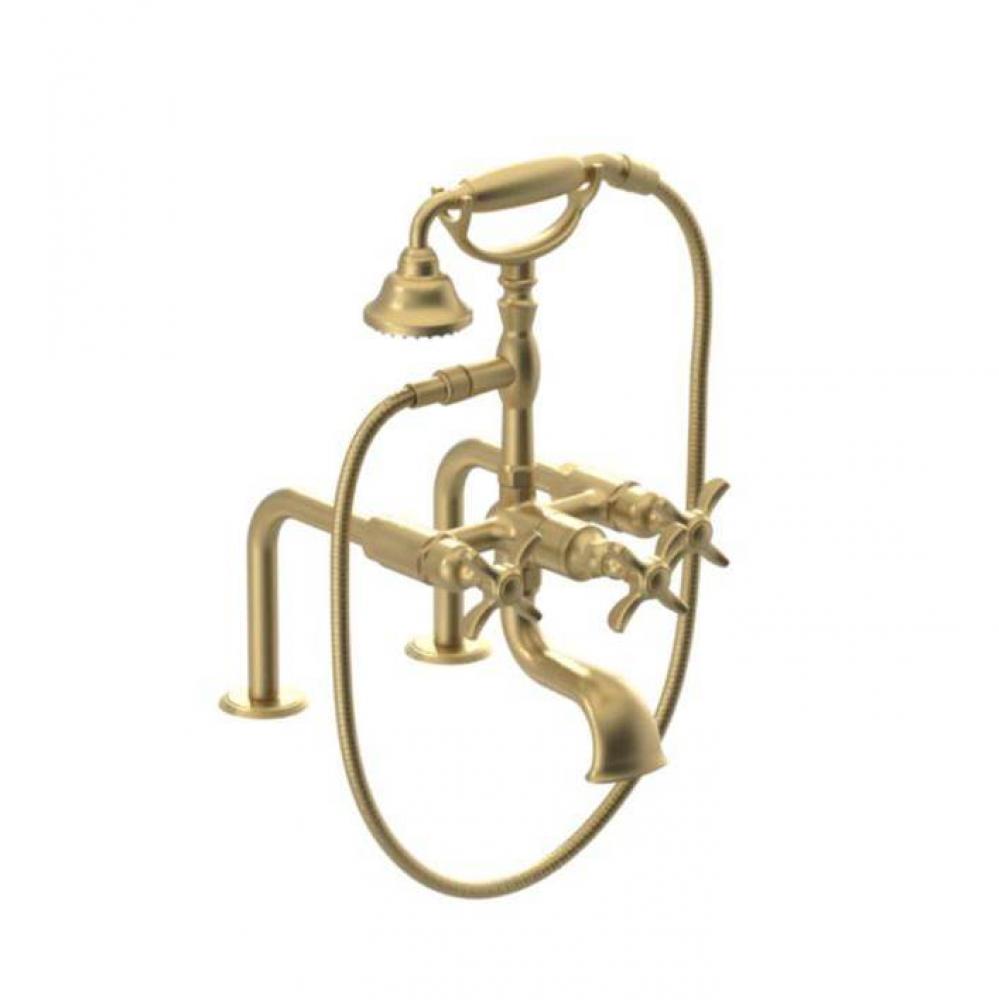 Deck Mount Tub Filler With Hand Held Shower