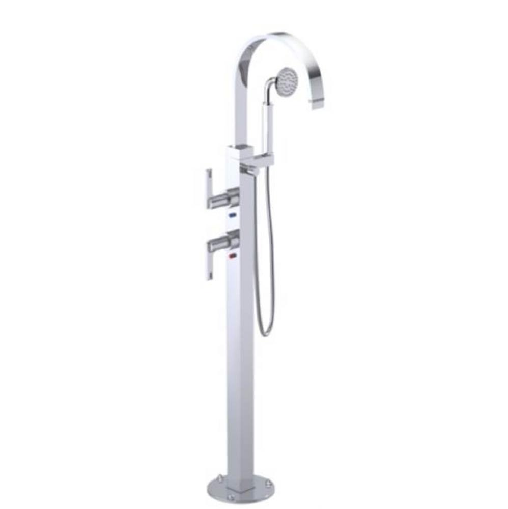 Floor Mount Tub Filler with Hand Held Shower