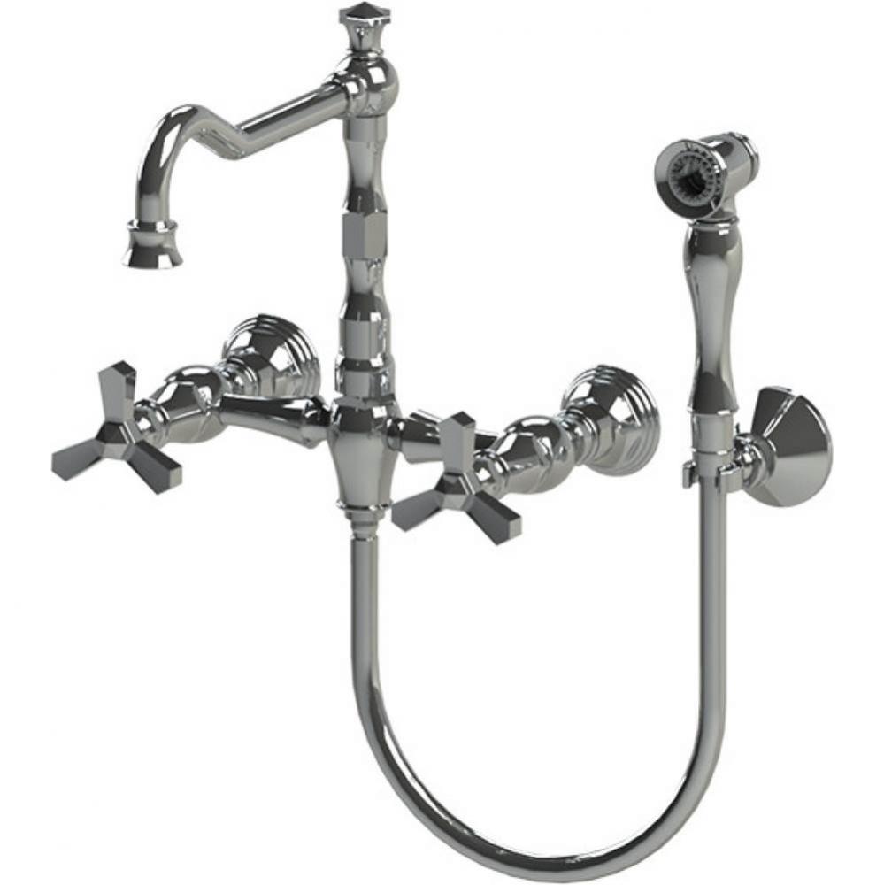 Wall Mount Kitchen Bridge Faucet With Hand Spray