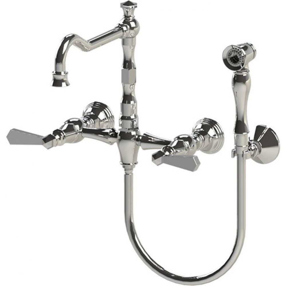 Wall Mount Kitchen Bridge Faucet With Hand Spray