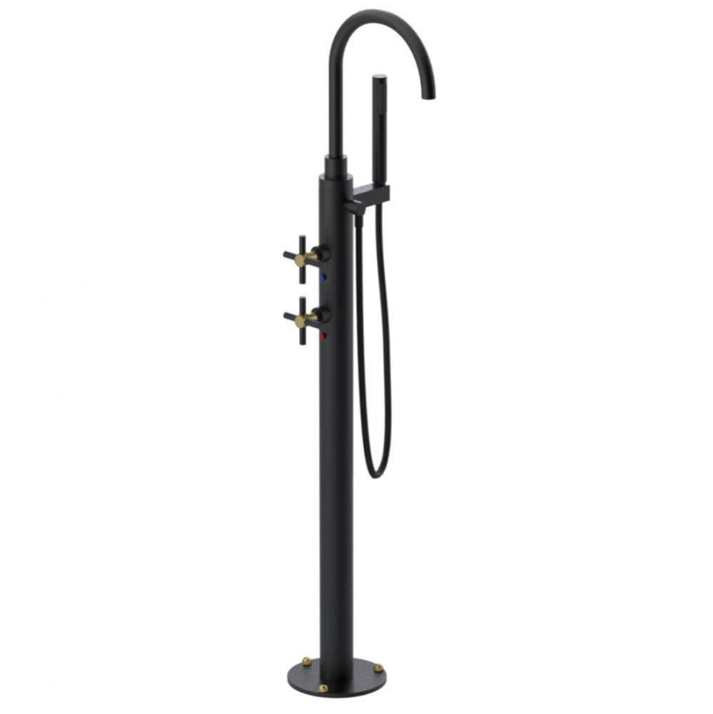 Floor Mount Tub Filler With Hand Held Shower, Lasalle Spout