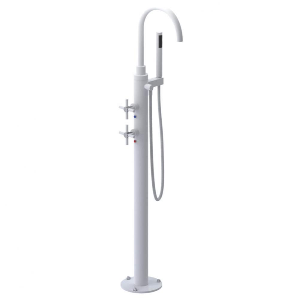 Floor Mount Tub Filler With Hand Held Shower, Lasalle Spout