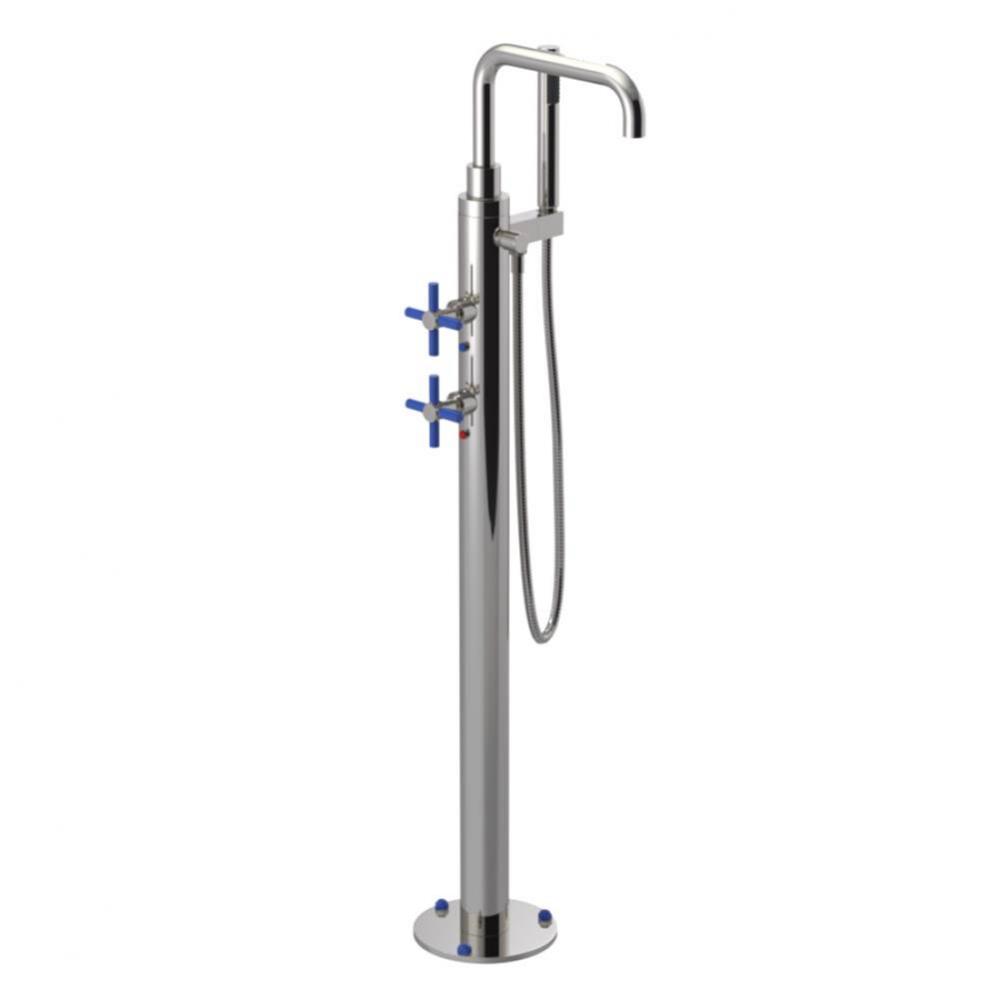 Floor Mount Tub Filler With Hand Held Shower