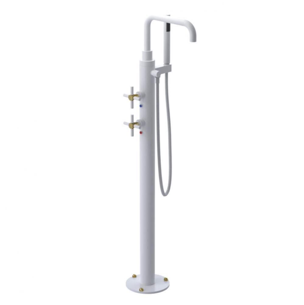 Floor Mount Tub Filler With Hand Held Shower